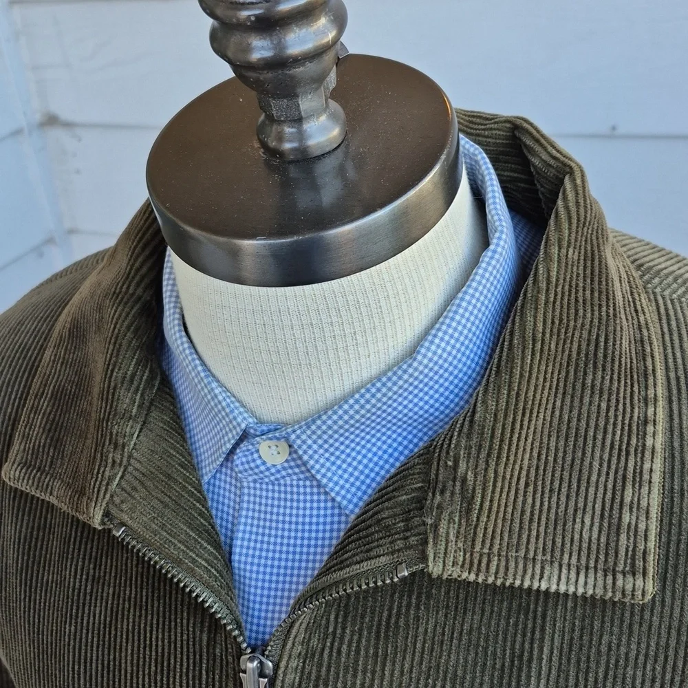POLO Ralph Lauren Dark Green Corduroy Cotton Blend Sz XL Mens Full‎ Zip Jacket